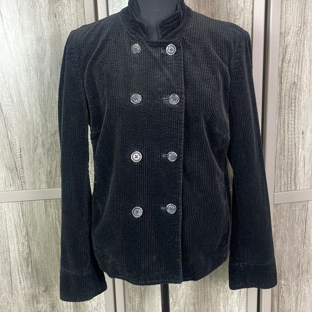 J. Jill Black Double Breasted Corduroy Jacket women's M